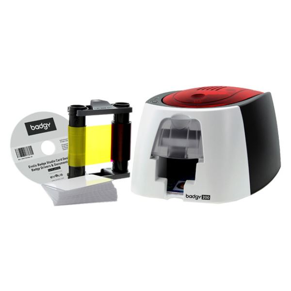 Evolis Badgy200 ID Card Printer with Supplies - Single-Sided